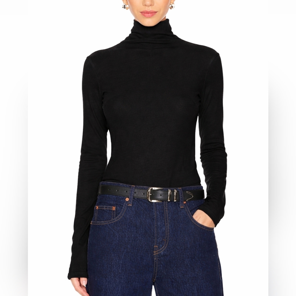 NWOT GAP Size S Black Turtleneck Thermal Long Sleeve Top